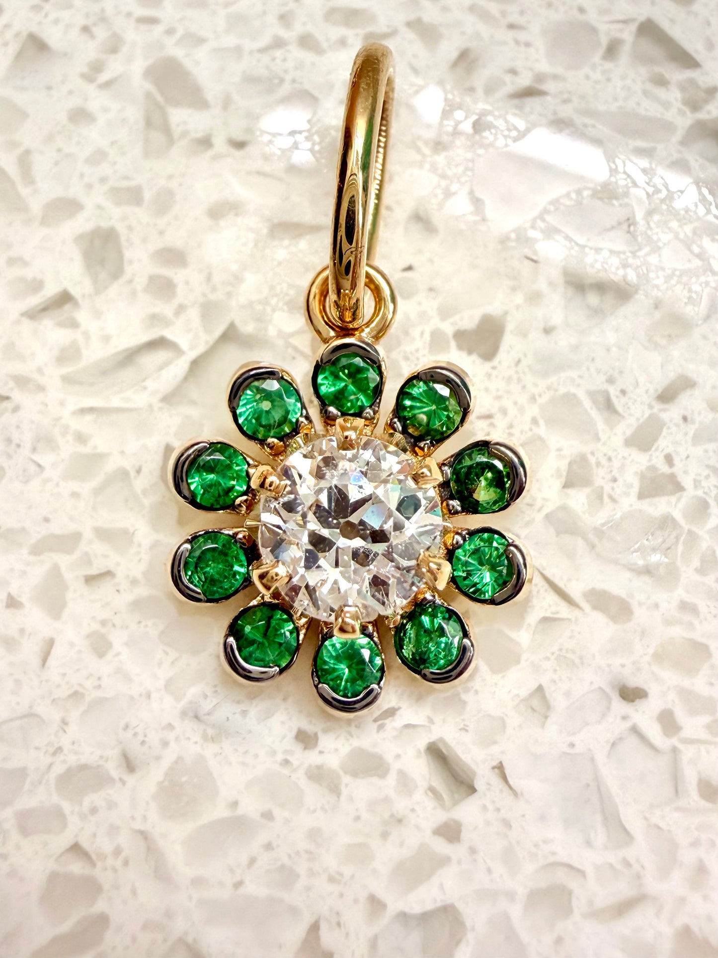 3GOG Natural Antique Diamond Garden Party Flower Pendant 18K - Release 4
