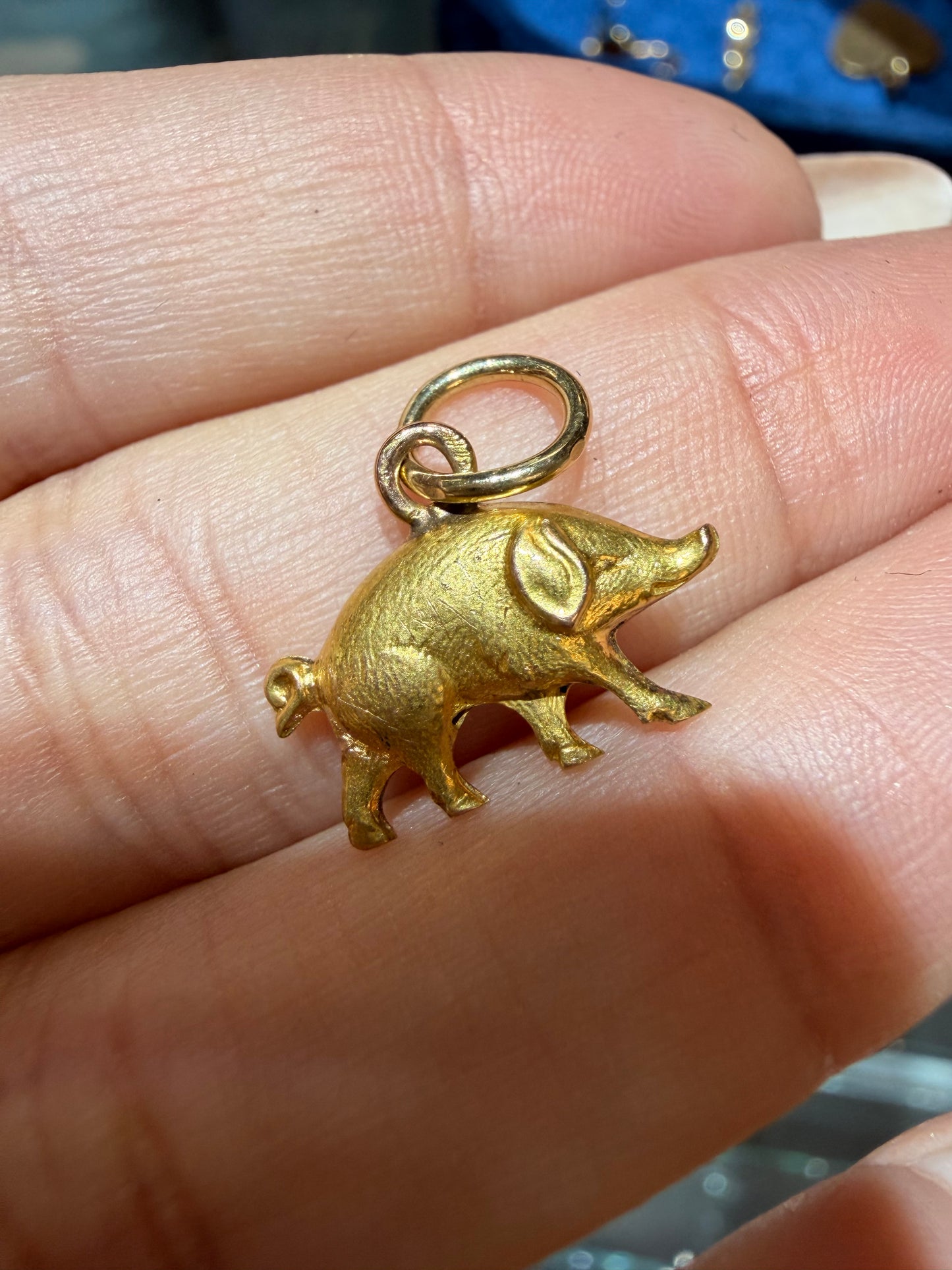 Antique 22K pig charm with 18K bale