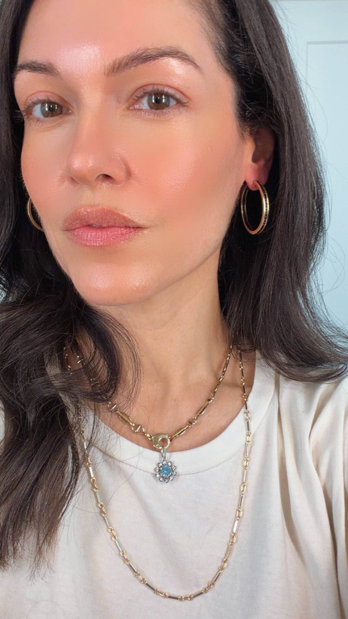 Vintage yellow 14K approx 2ctw blue sapphire hinge hoop earrings