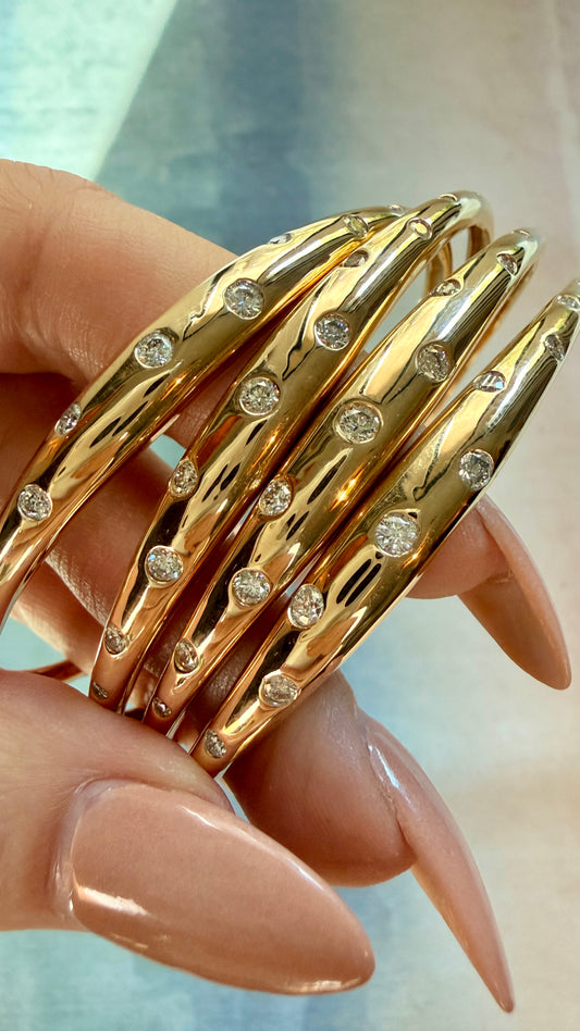 Vintage yellow 14K diamond cuff bracelets