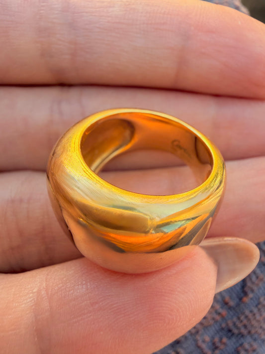 Vintage yellow 18K Cartier Nouvelle Vague ring, size 5-5.25