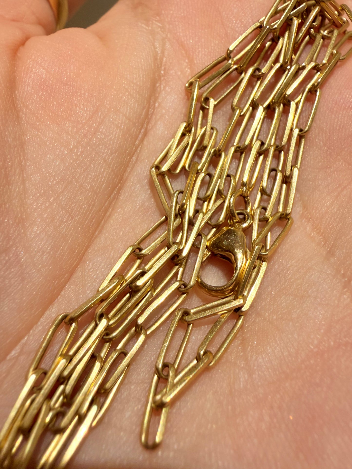 Vintage yellow 18K angled oval link chain, 26 inch