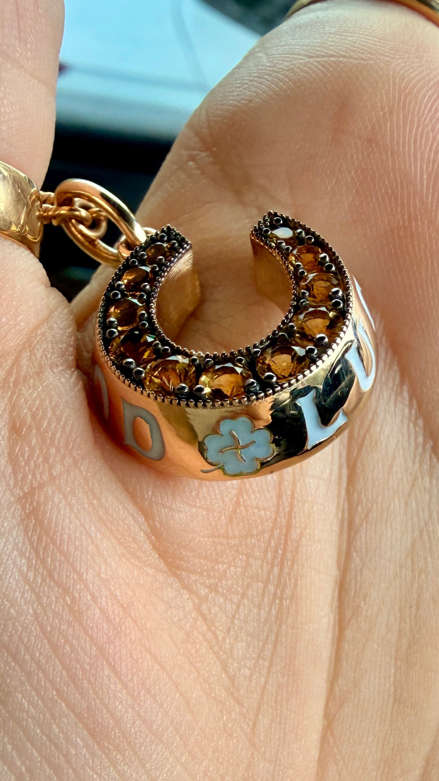 [PRIVATE] 3GOG original yellow 14K Good Luck Horseshoe pendant with natural citrine