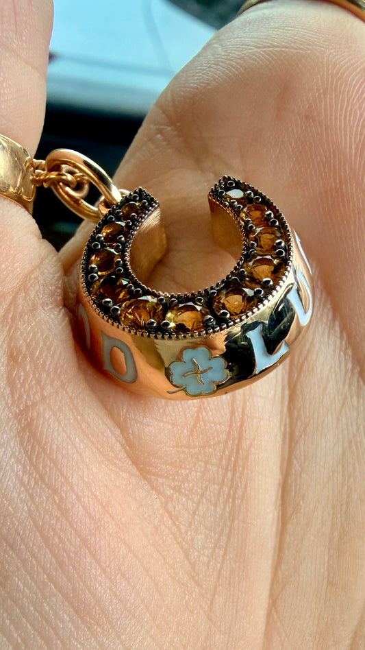 [PRIVATE] 3GOG original yellow 14K Good Luck Horseshoe pendant with natural citrine