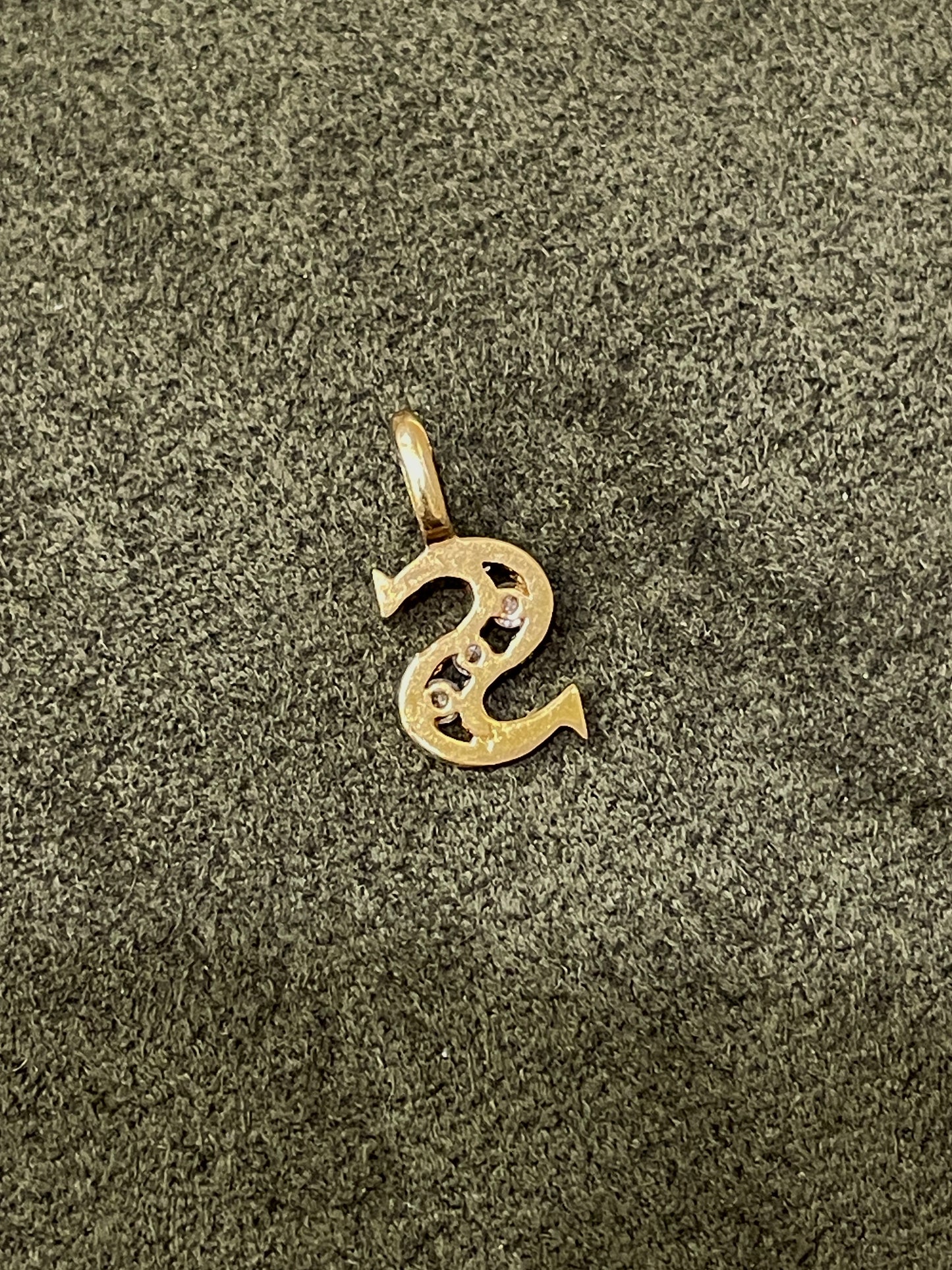 Vintage yellow 14K with .03 ctw diamonds letter S charm