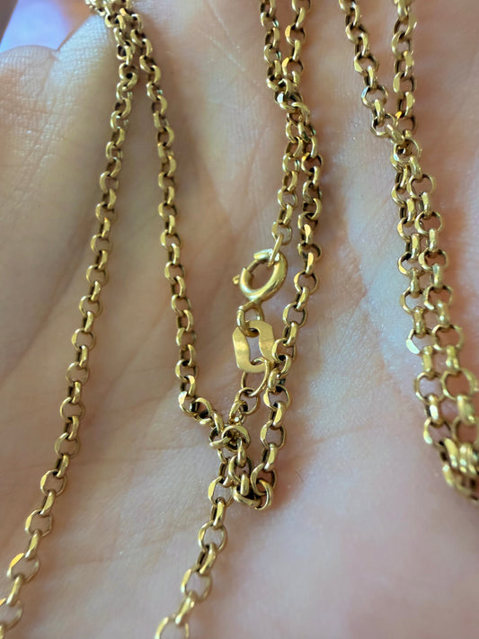 Vintage yellow 18K faceted rolo chain, 19.5 inch