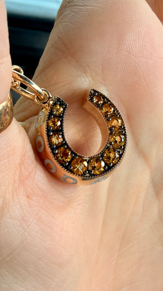 [PRIVATE] 3GOG original yellow 14K Good Luck Horseshoe pendant with natural citrine