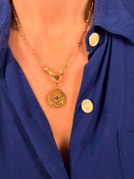 Antique yellow 18K circa 1900-1910 French agate Juillet 'July' birth month pendant