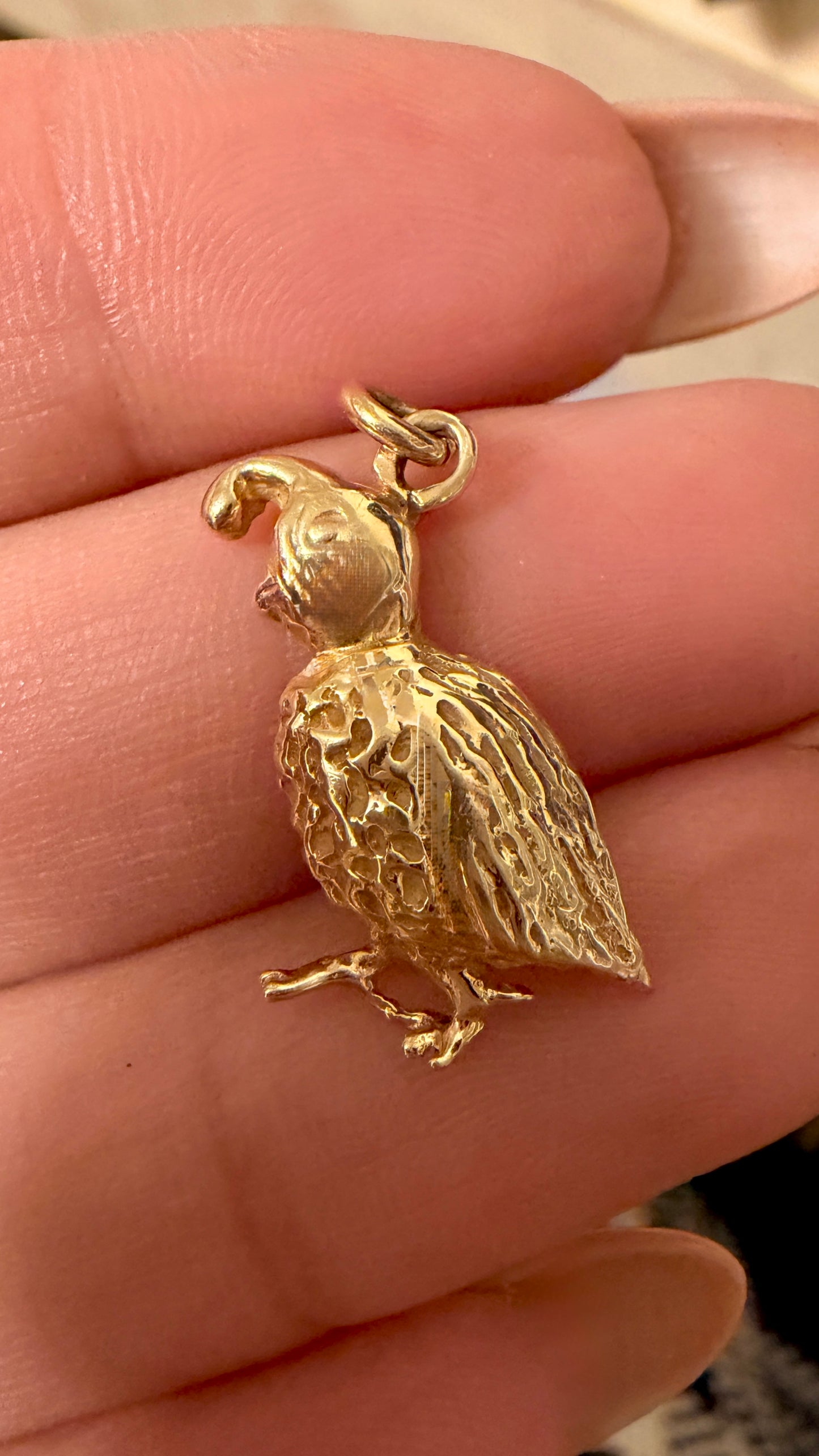 Vintage yellow 14K quail bird charm