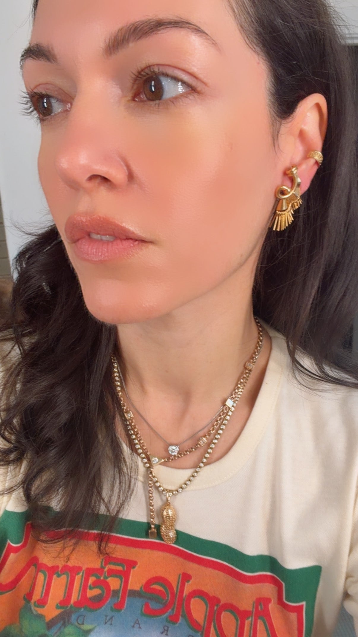 Vintage rosy yellow 18K retro era fringe swirl post screwback earrings