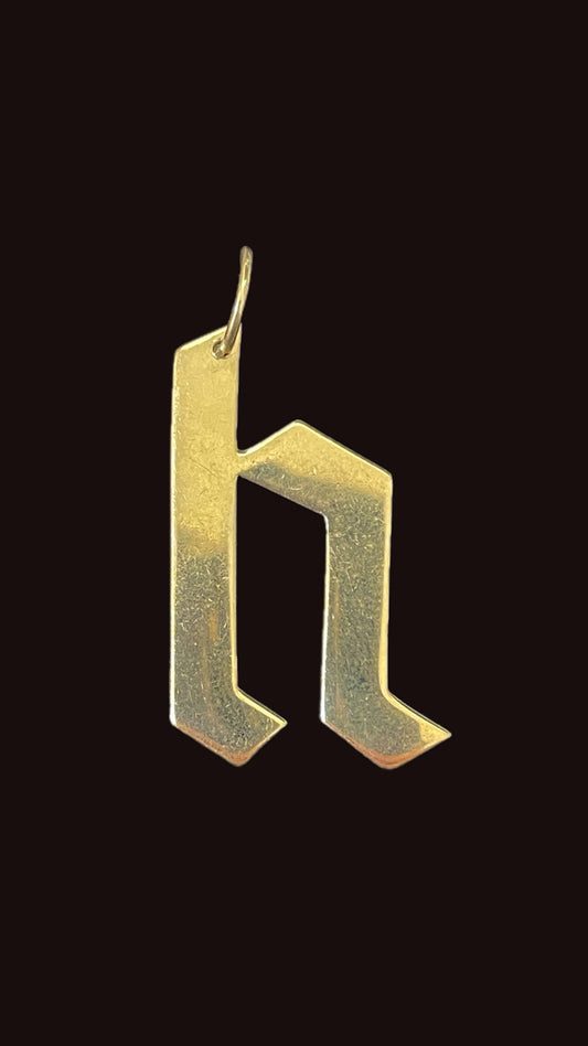 Estate yellow 14K stylized large letter H pendant