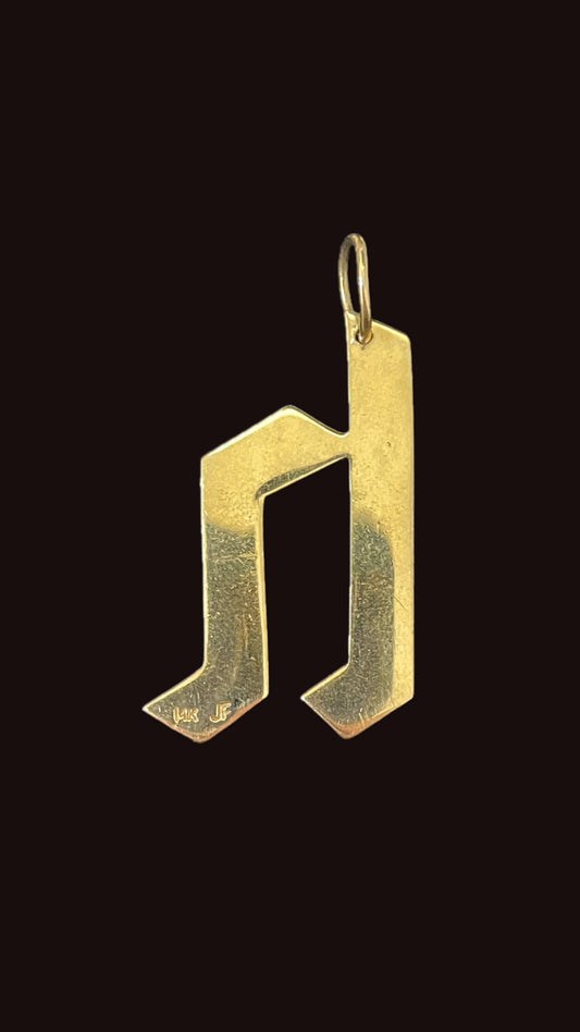 Estate yellow 14K stylized large letter H pendant