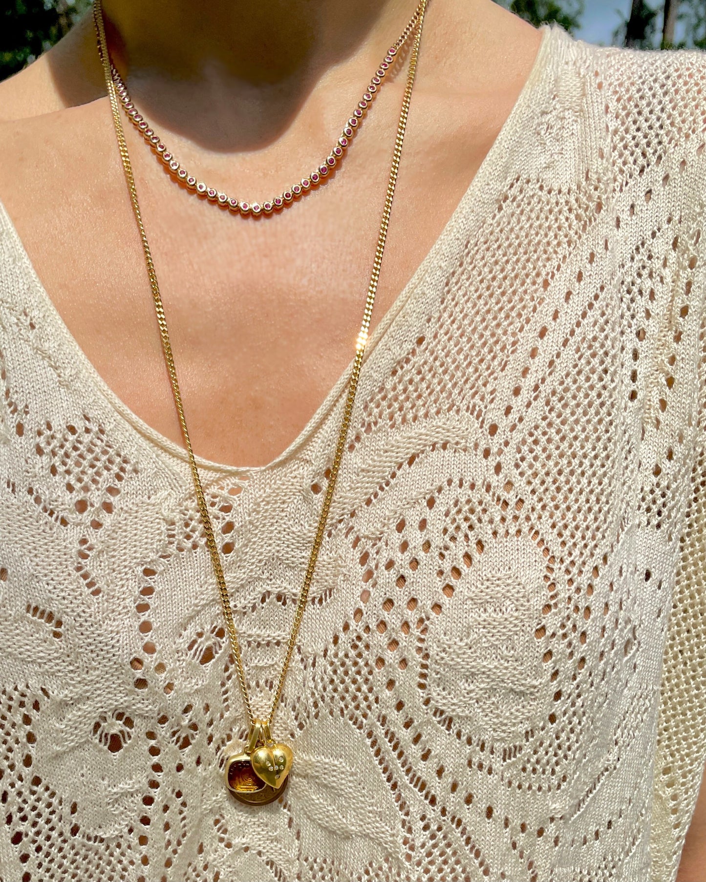 Vintage yellow 18K solid curb link chain, 28.25 inch
