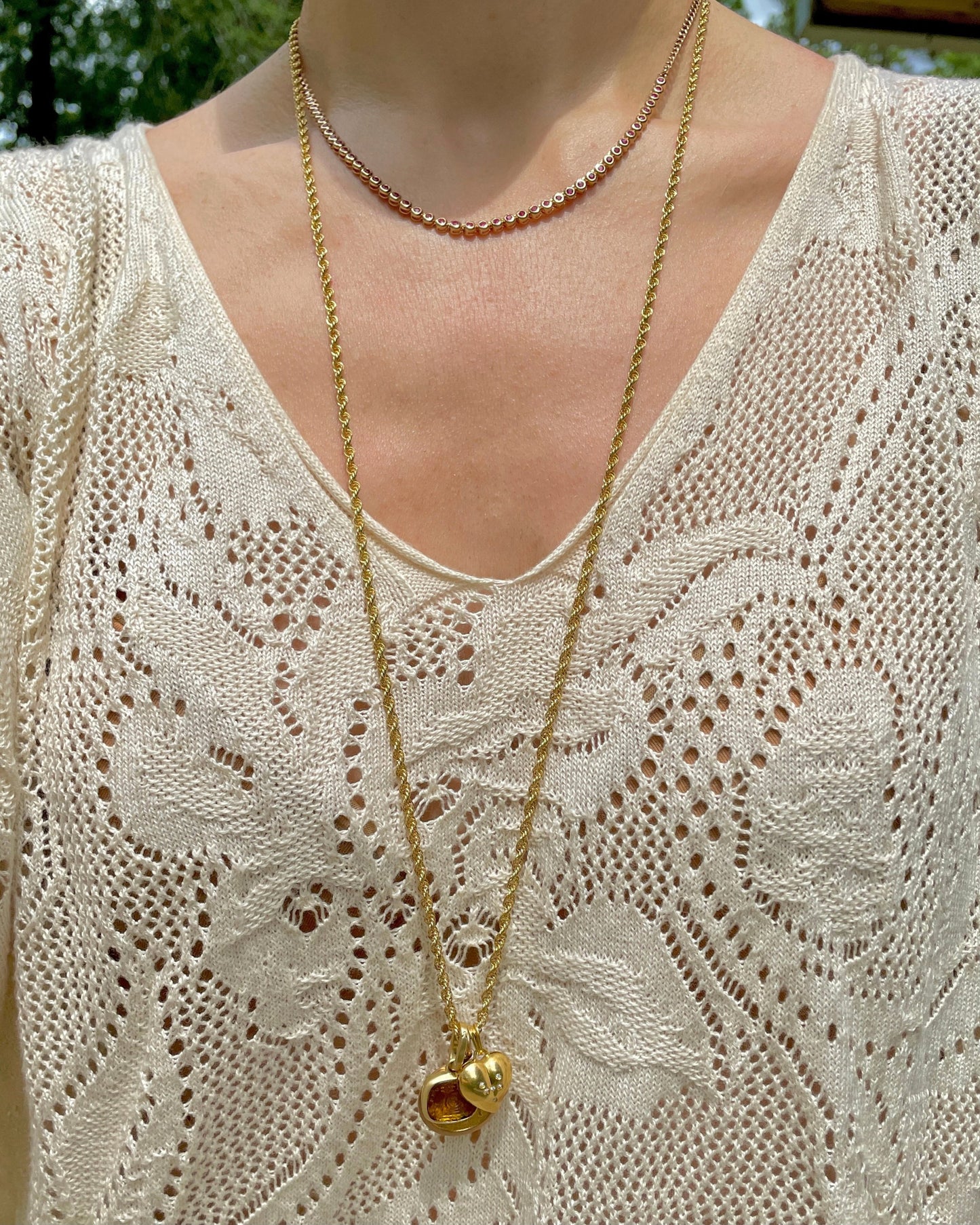 Vintage yellow 14K gold open twist link chain, 31.75 inch