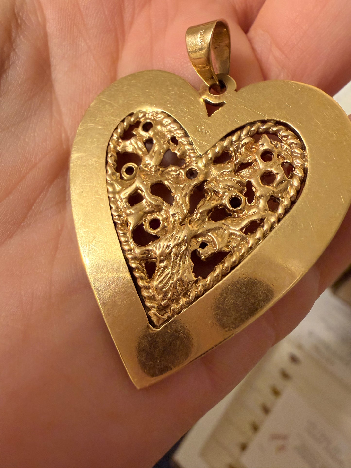 Vintage 14K tree of life “dearest” heart acrostic pendant circa 1940s
