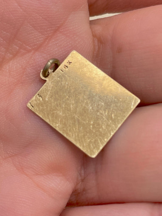 Vintage yellow 14K enamel Bingo card charm