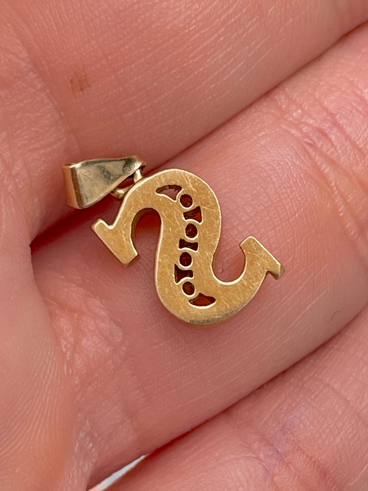 Vintage yellow 14K letter S charm with .06 ctw diamonds