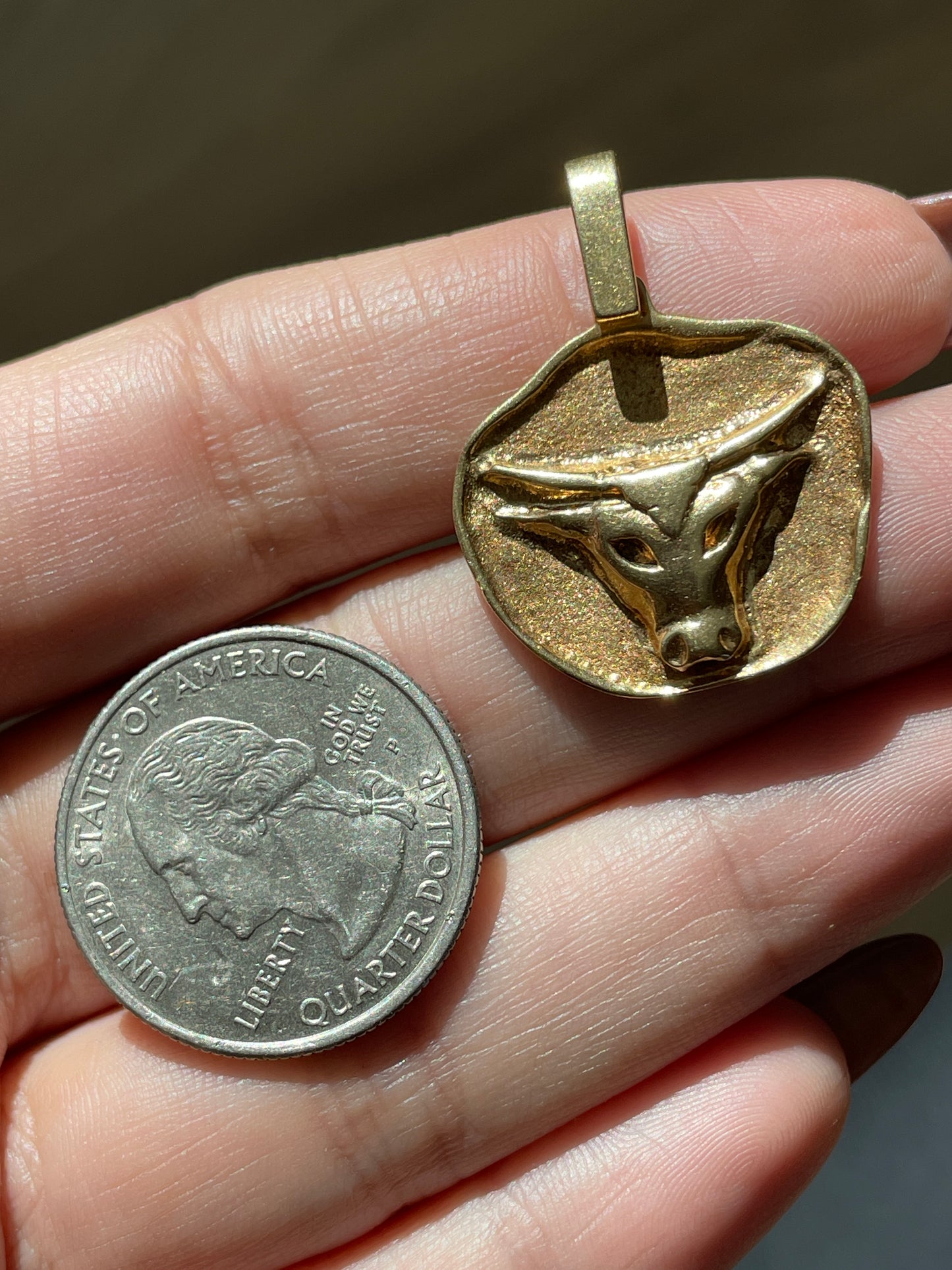 Vintage yellow 14K Taurus statement pendant