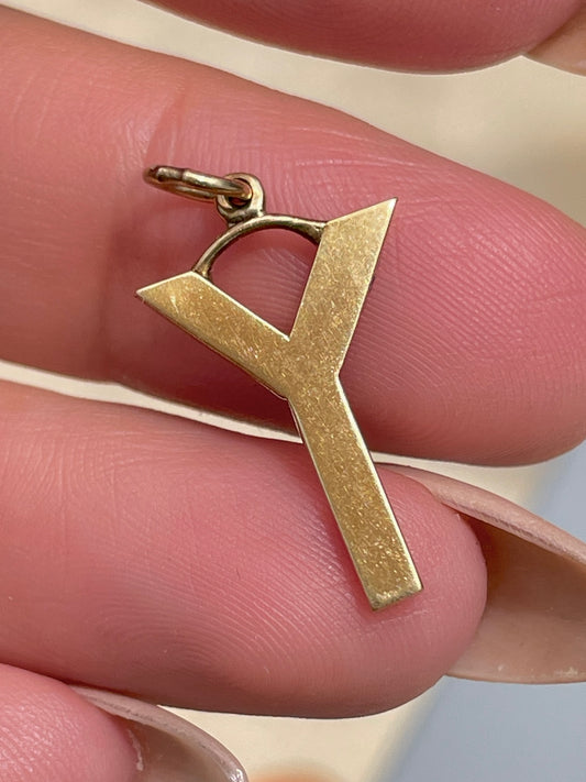 Vintage yellow 14K letter Y charm
