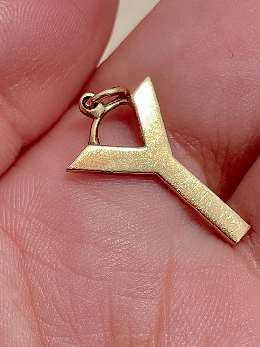 Vintage yellow 14K letter Y charm