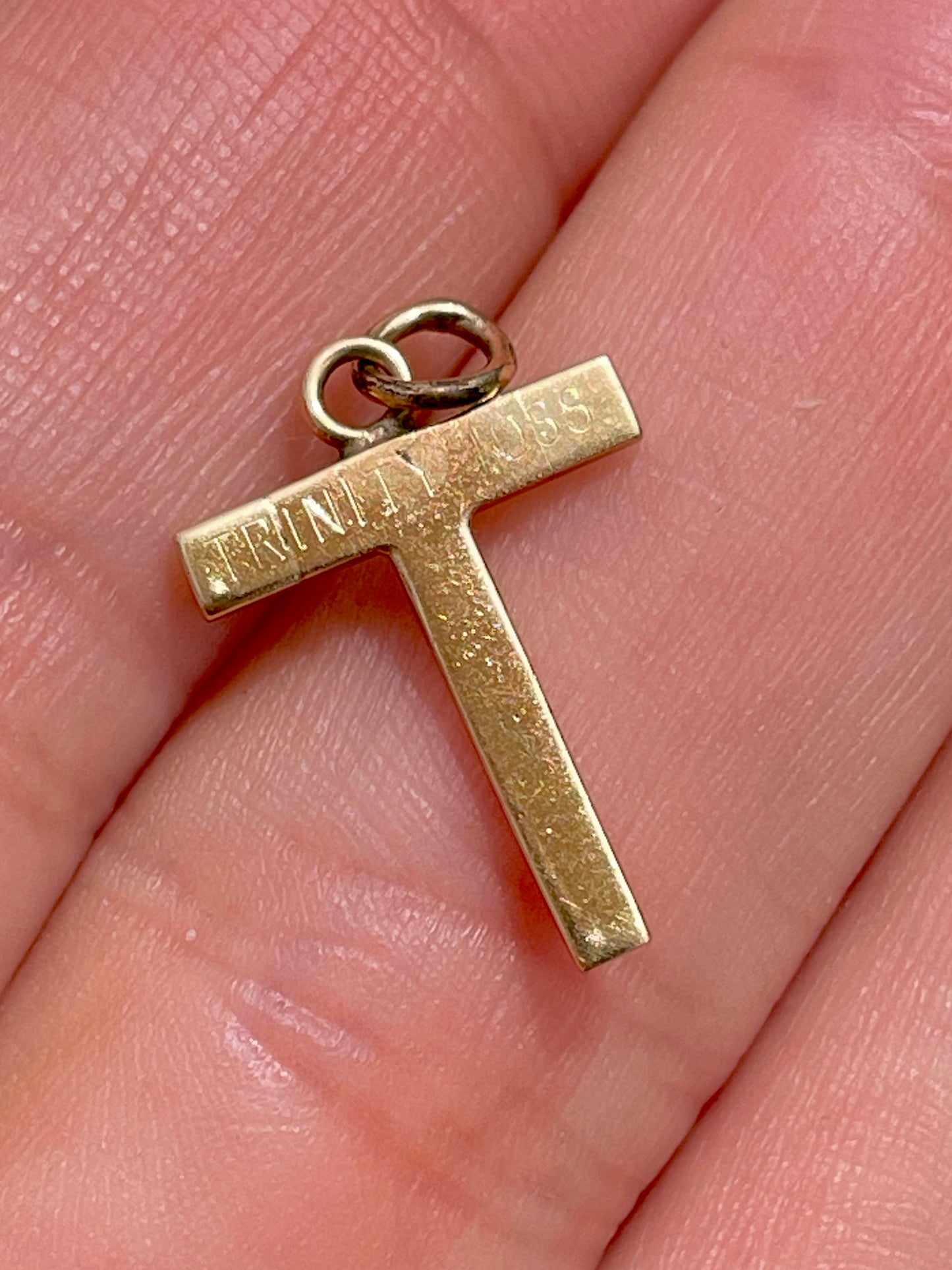 Vintage yellow 14K letter T charm