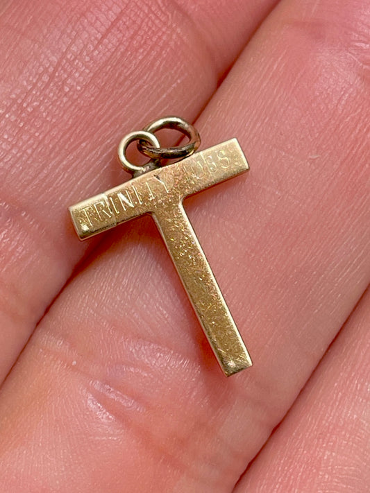 Vintage yellow 14K letter T charm