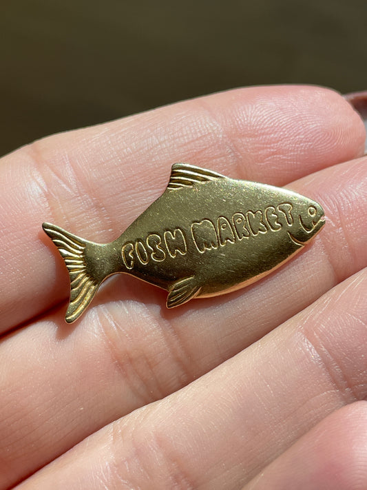 Vintage yellow 14K gold Fish Market Fish pendant