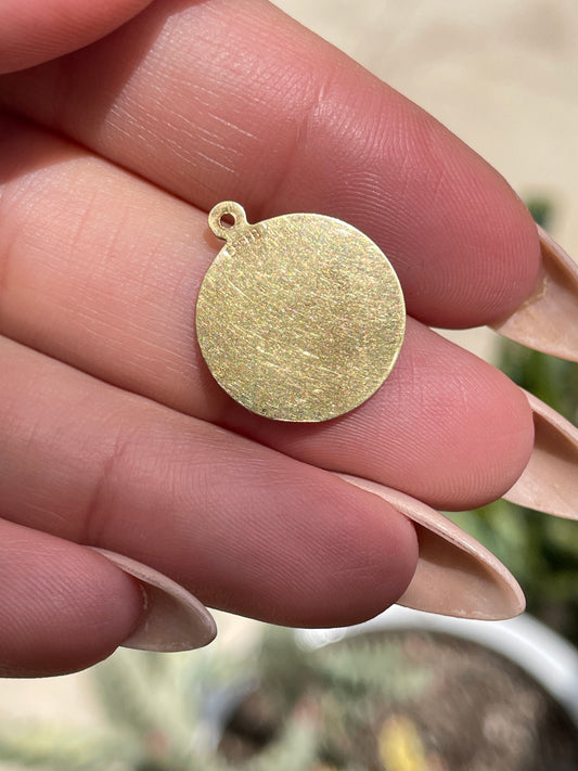 Vintage yellow 14K Sagittarius disc pendant