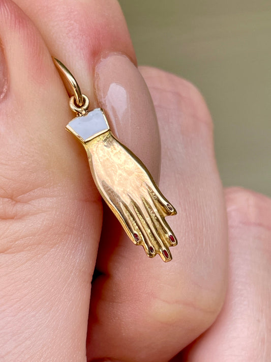 Vintage yellow 14K white enamel hand charm
