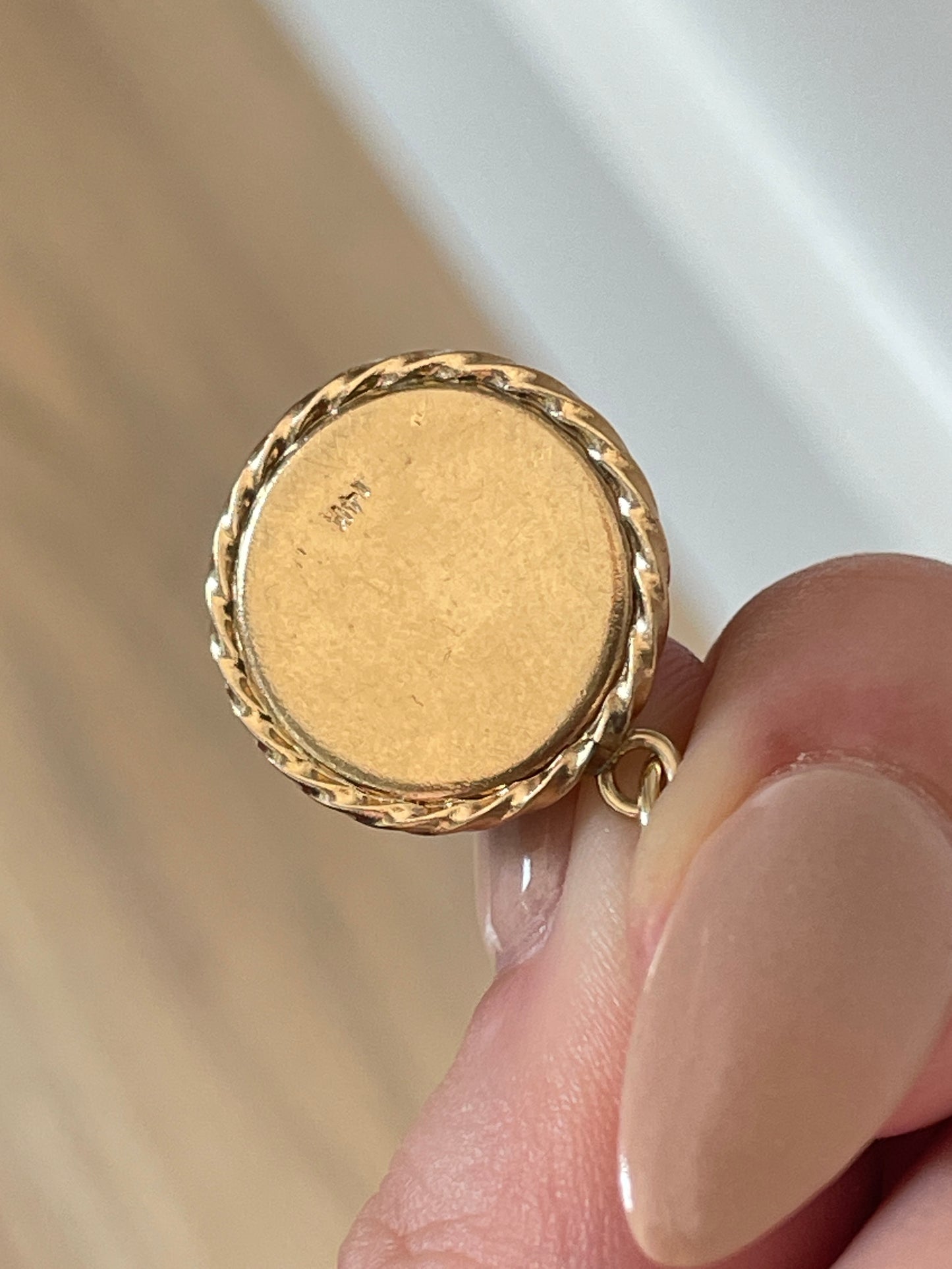 Vintage yellow 14K gold reverse crystal Taurus charm