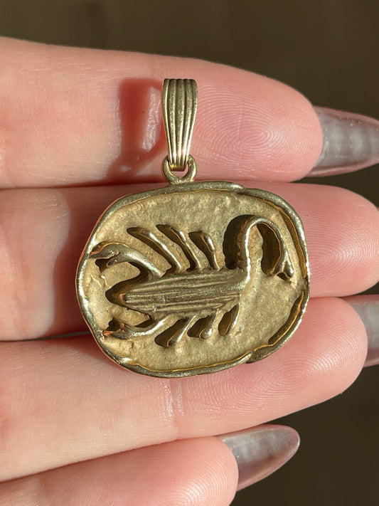 Vintage yellow 14K Scorpio statement pendant