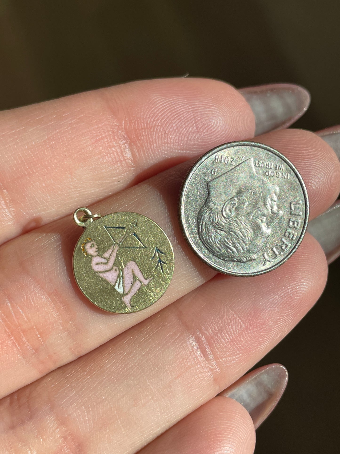 Vintage yellow 14K enamel Sagittarius charm