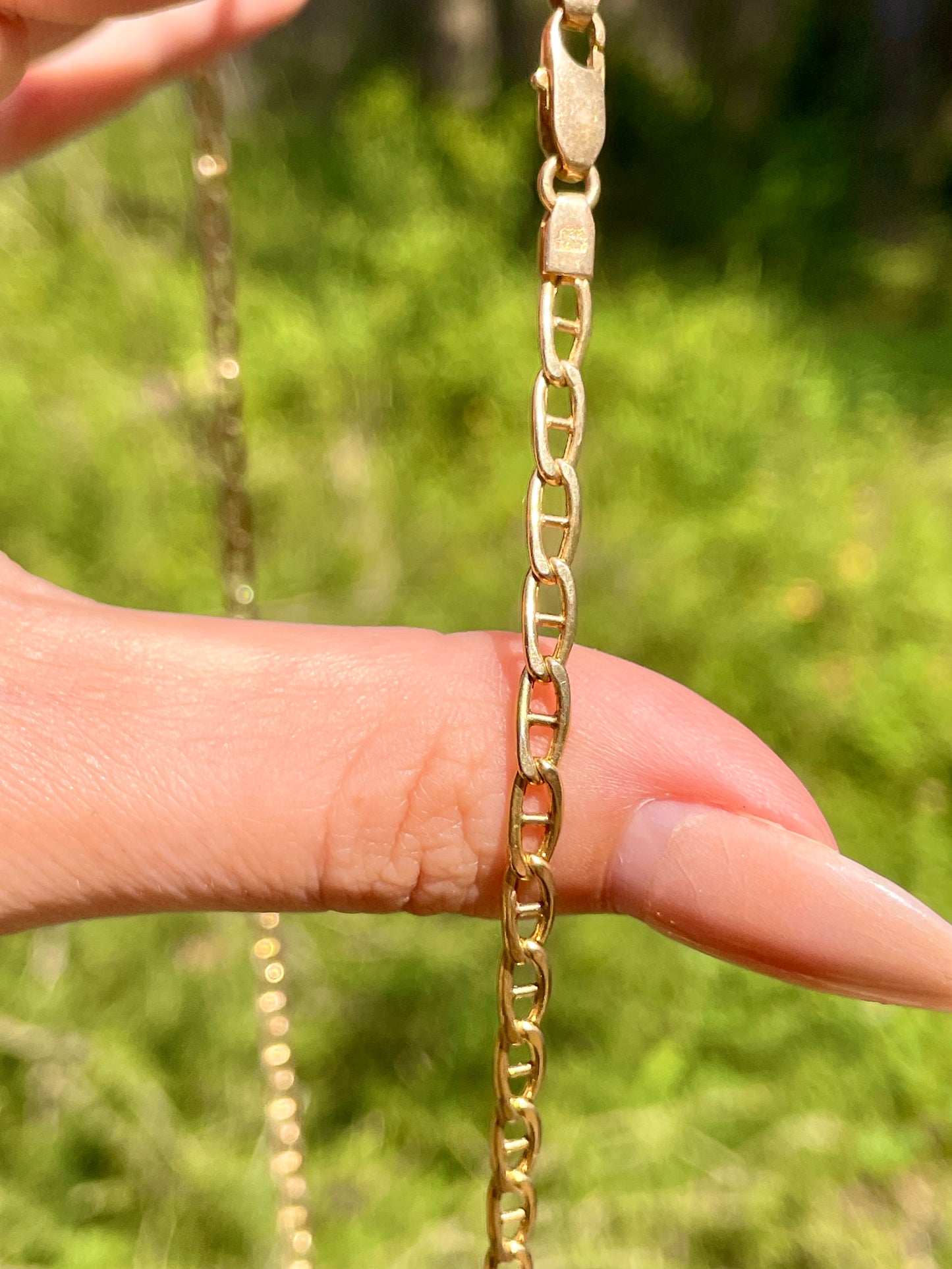 Vintage 14K Yellow gold oblong mariner chain, 20 inch