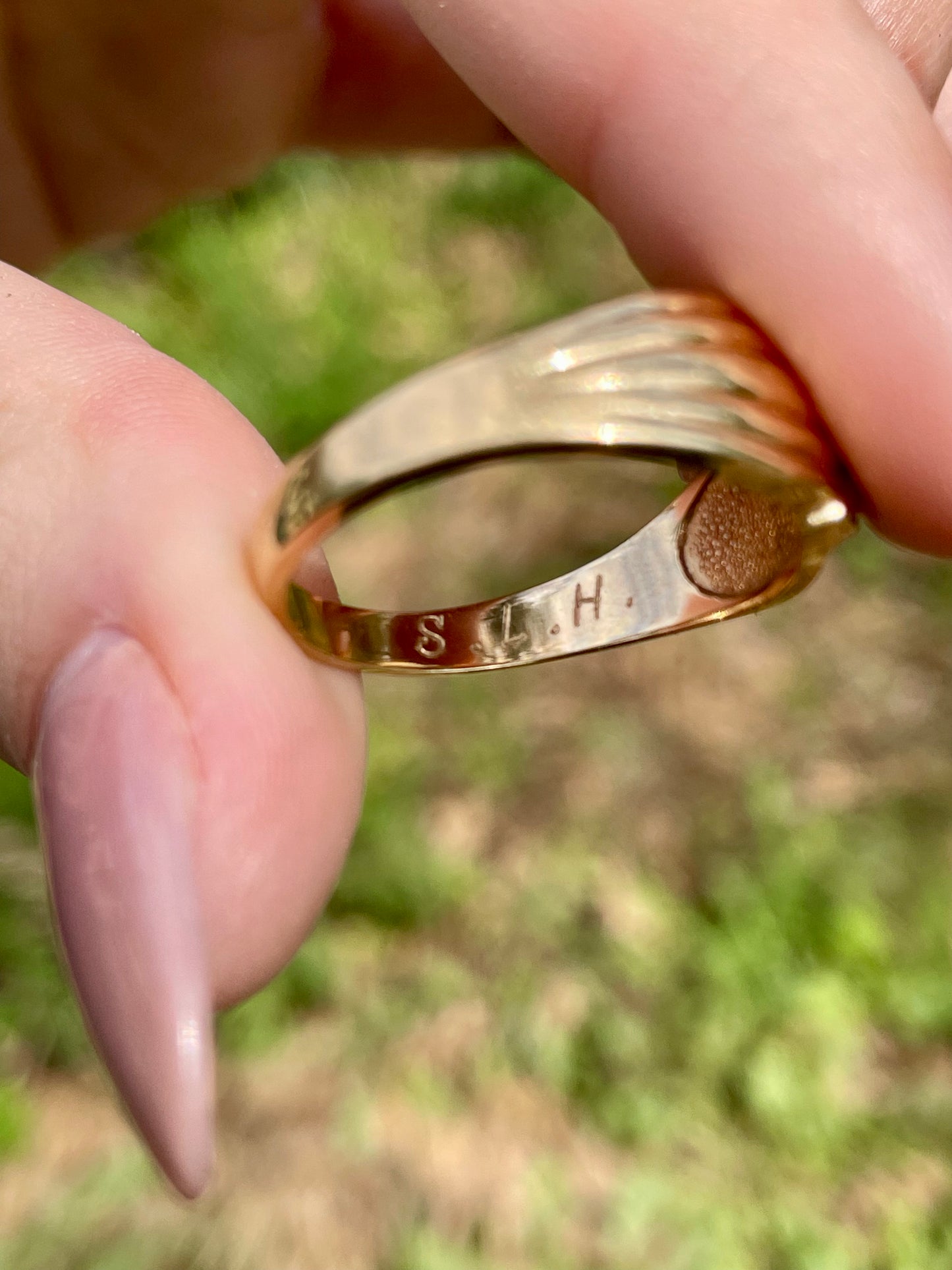 Vintage 10K Diamond and Ruby Mini Crescent Ring