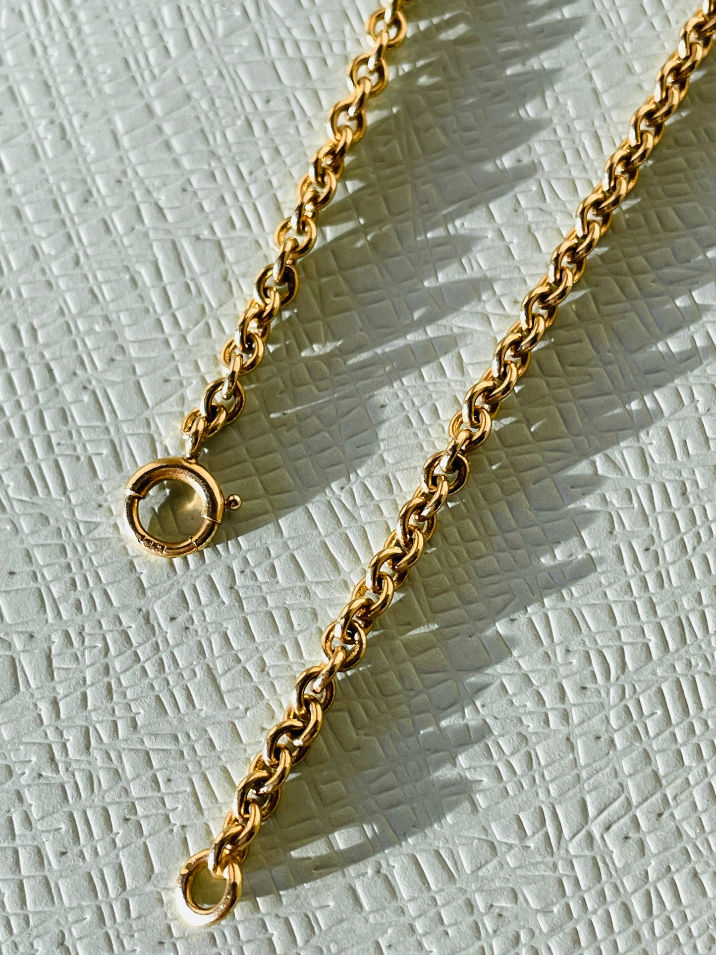 Vintage yellow 14K gold round solid cable link chain, 23.75 inch