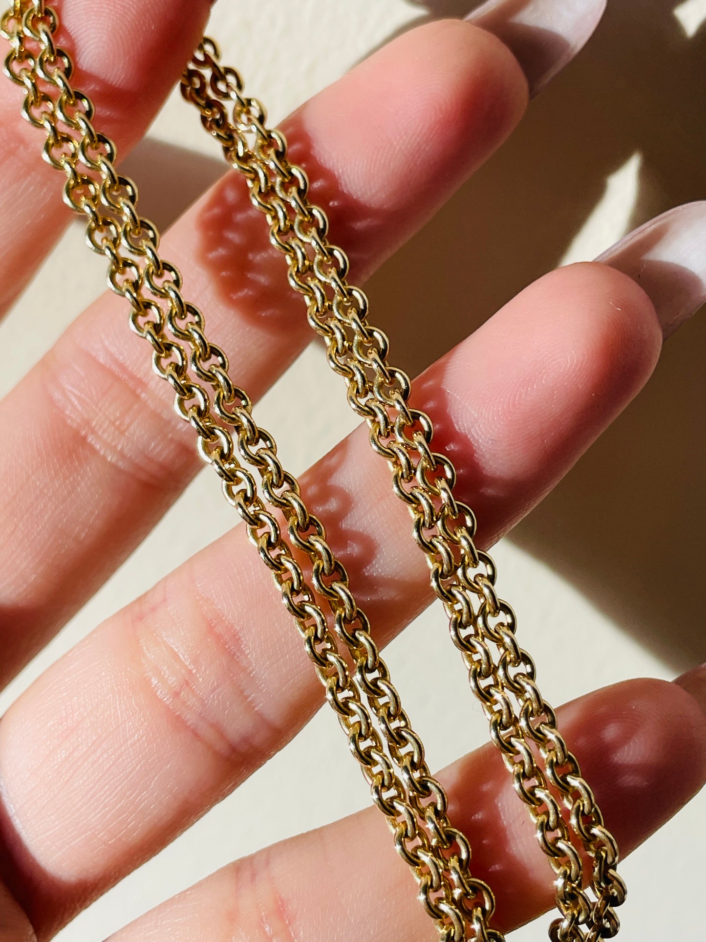 Vintage yellow 14K gold round solid cable link chain, 23.75 inch