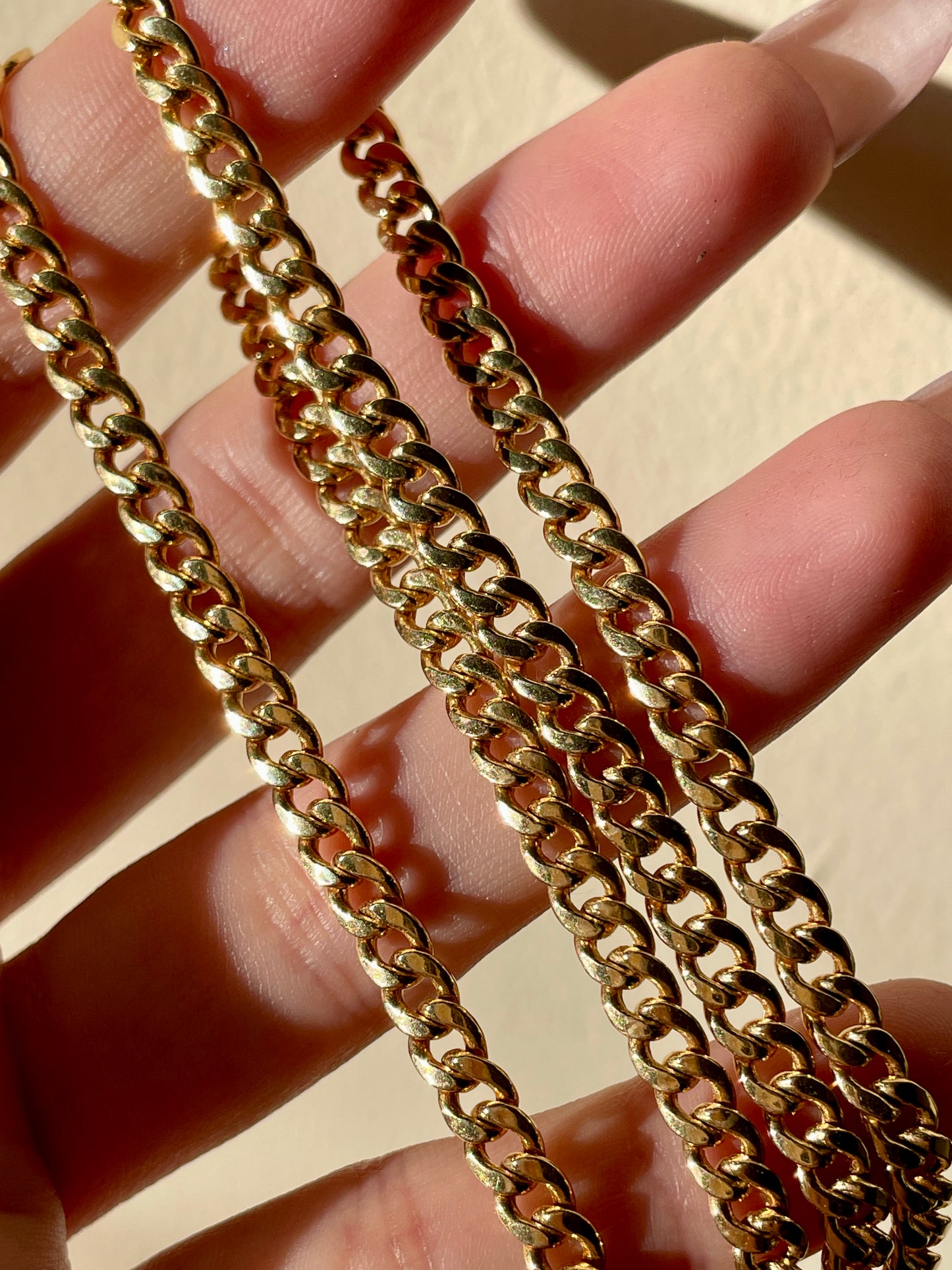 Vintage yellow 14K gold curb link chain, 30 inch