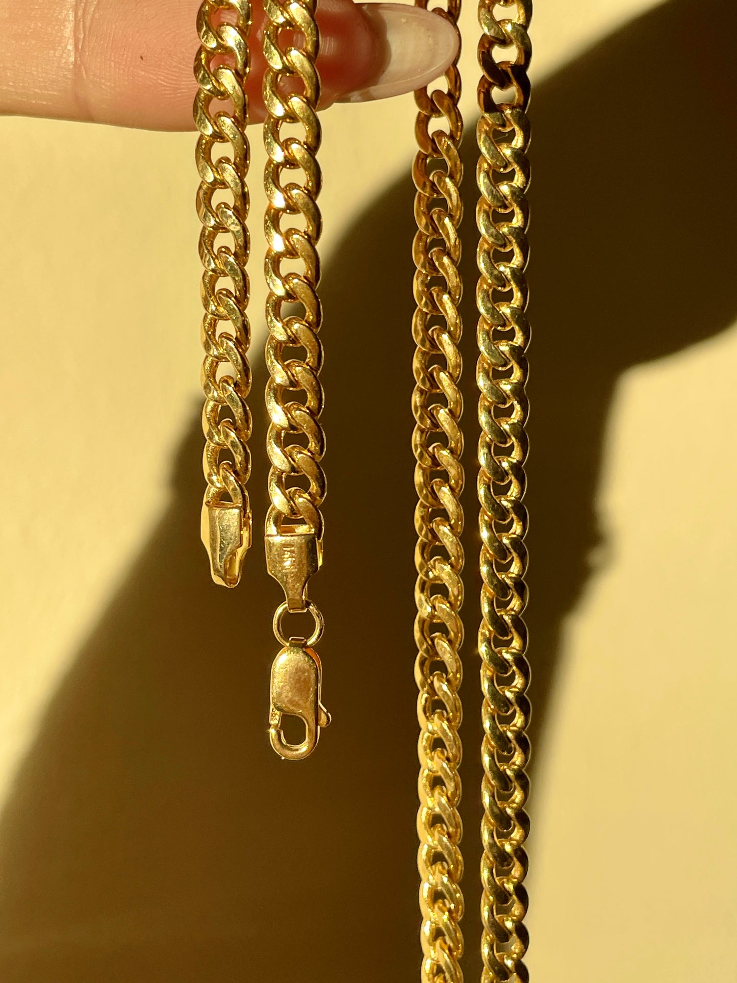 Vintage yellow 14K gold curb link chain, 30 inch