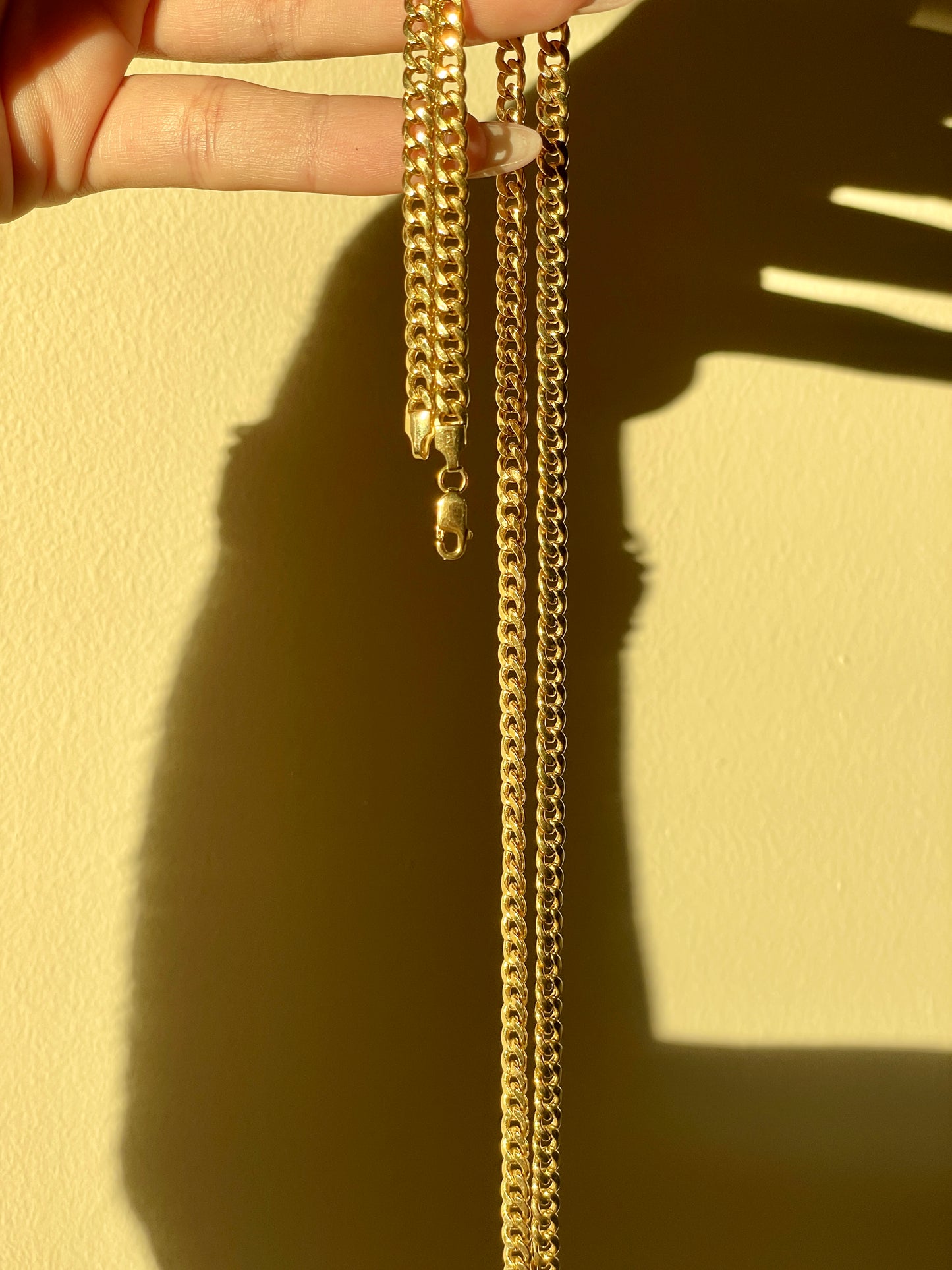Vintage yellow 14K gold curb link chain, 30 inch