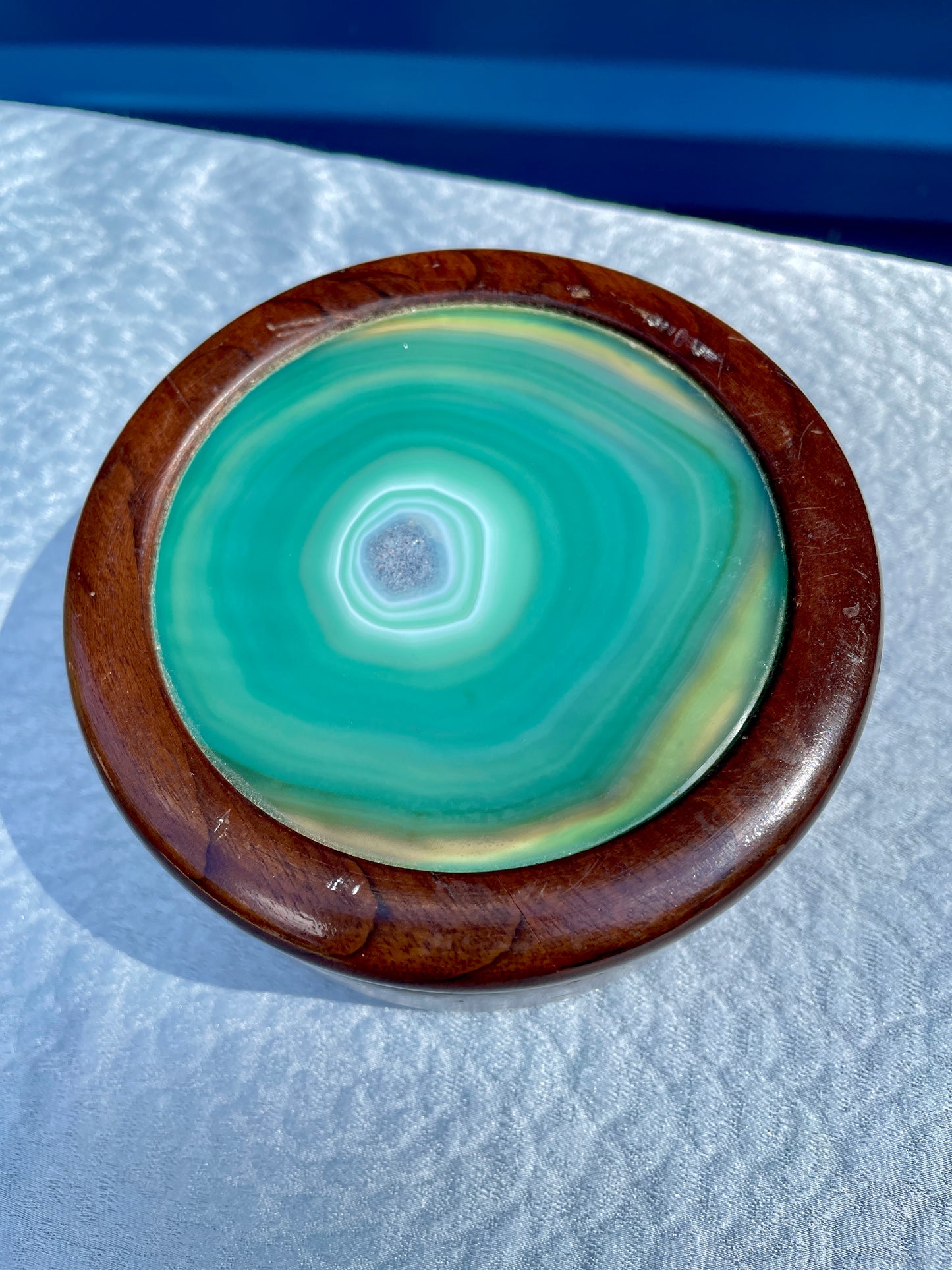 Vintage inlaid agate wooden box