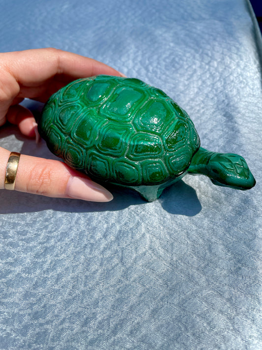 Vintage malachite glass turtle box