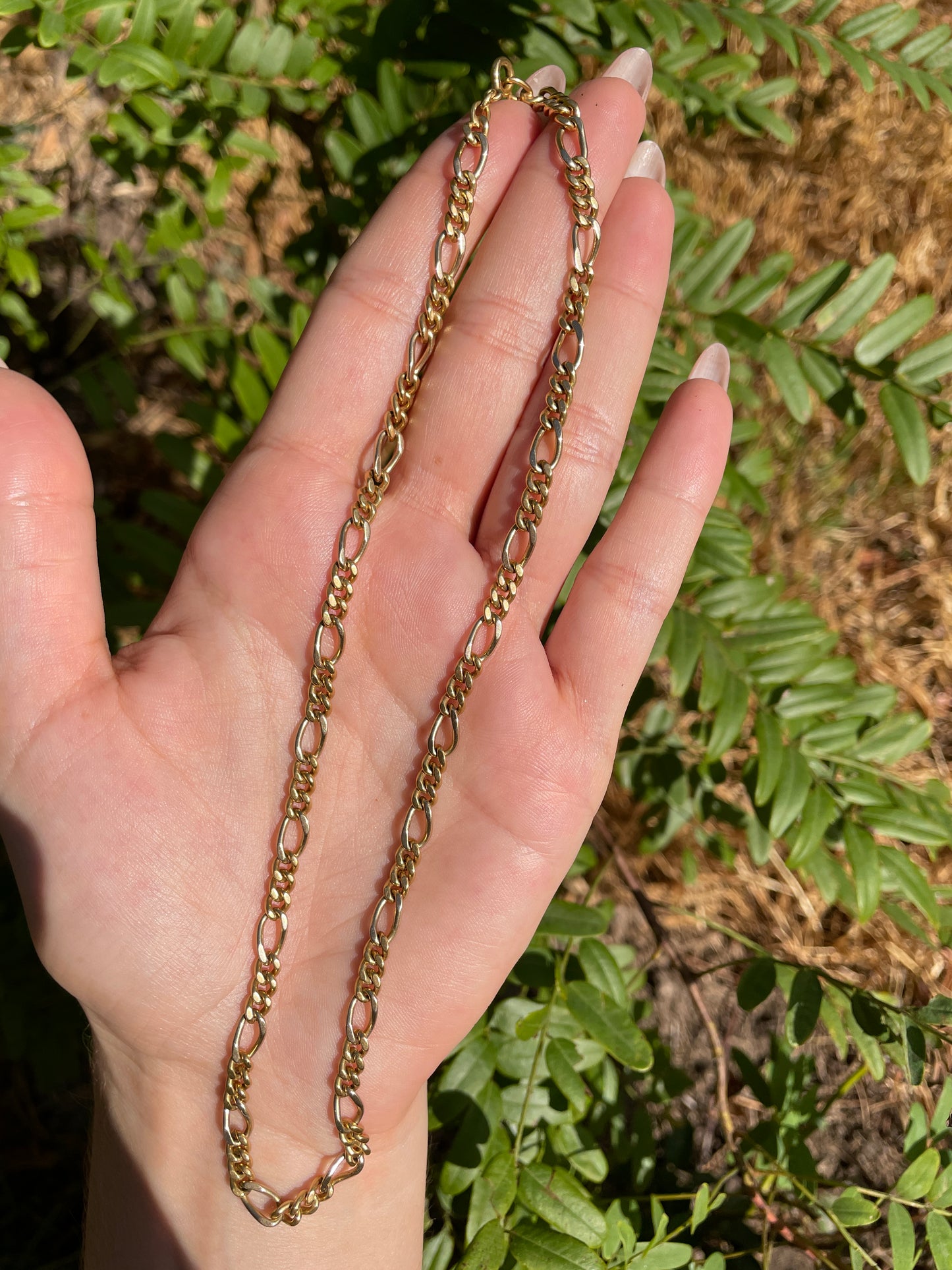 Vintage yellow 18K figaro chain, 16.5 inch