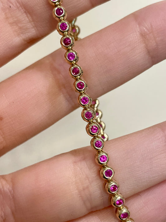 [PRIVATE] Balance on custom yellow 14K Pink sapphire original bubble bracelet, 7 inch
