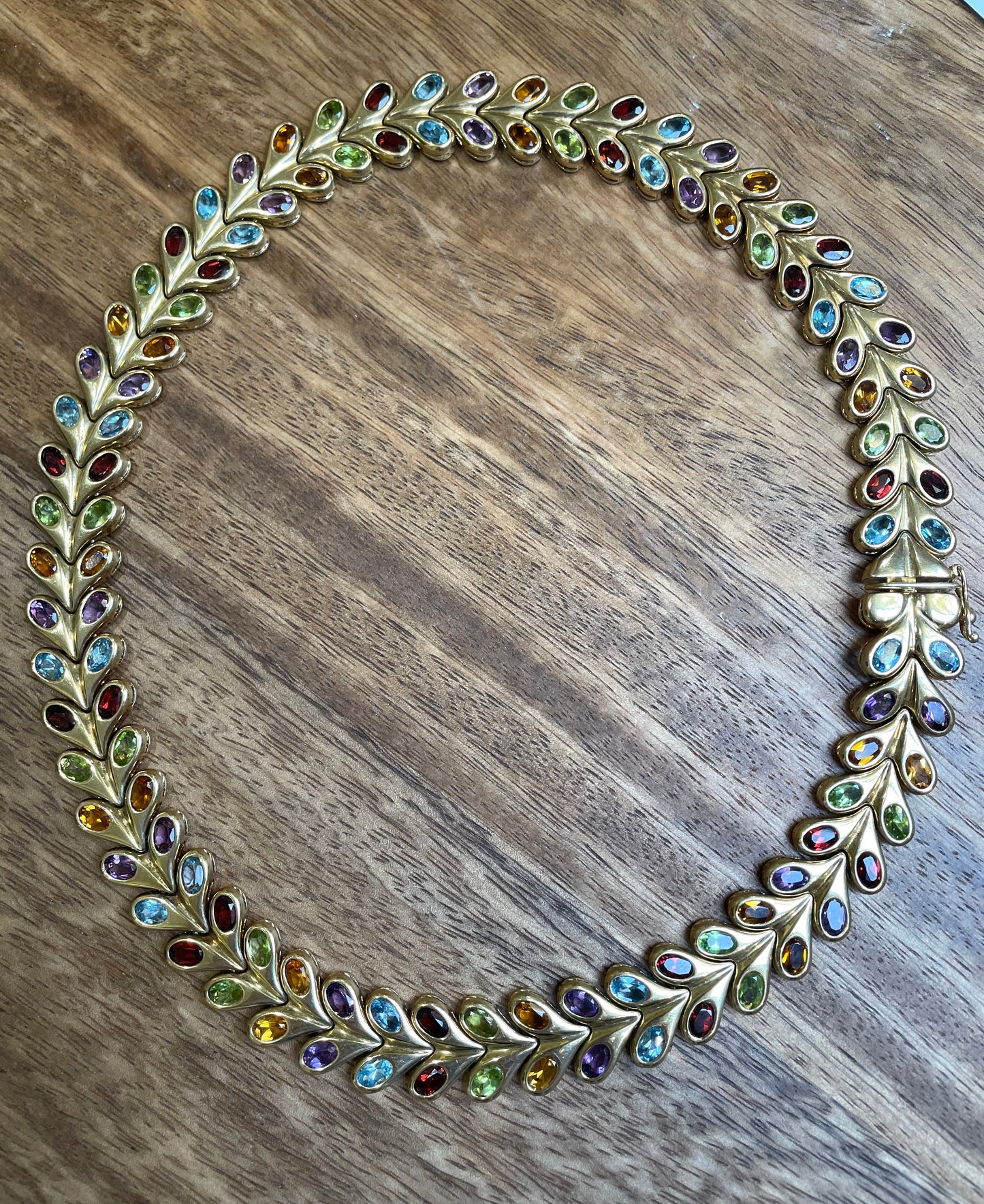 [PRIVATE] Vintage 14K multi gemstone heart collar necklace, 18 inch