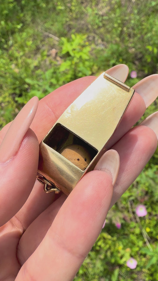 Vintage XL Tiffany and Co yellow 14K gold whistle pendant
