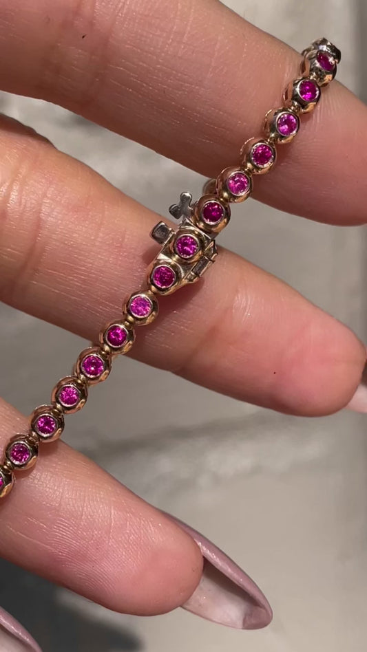[PRIVATE] Balance on custom yellow 14K Pink sapphire original bubble bracelet, 7 inch