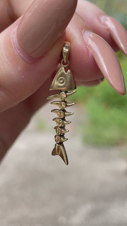 Vintage yellow 14K articulated fish charm