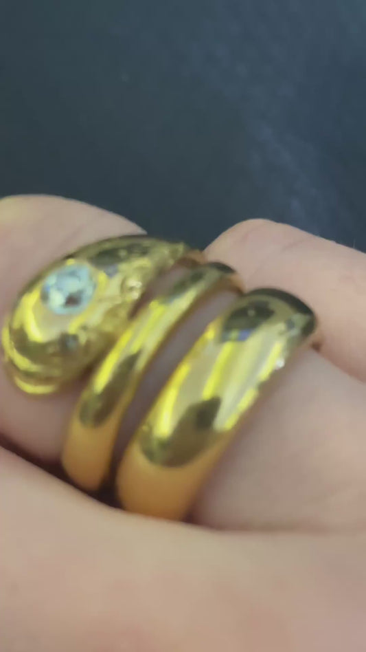 Antique yellow 18K happy face snake ring with approx .27 ctw old European cut diamond and rose cut diamond eyes, size 6.75-7