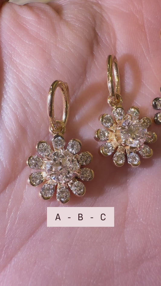 3GOG Natural Antique Diamond Garden Party Flower Pendant 14K - Release 2