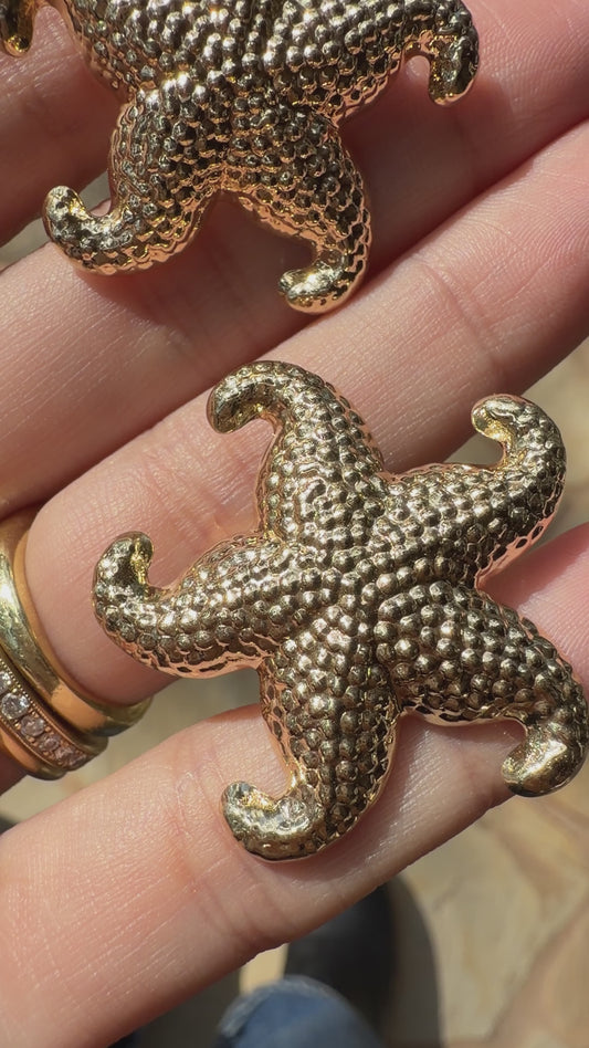 Vintage yellow 14K starfish omega back earrings